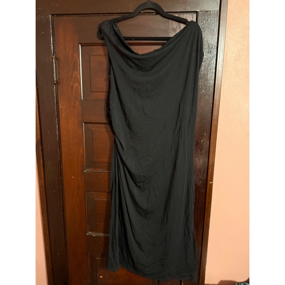 A New Day Black Cowl Neck Ruched Sleeveless Midi Dress XL NWT 018090769